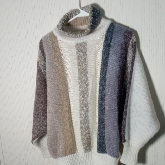 Eddie Dassin Sweaters - Striped Multicolor Turtleneck Sweater.  I Believe It's Vintage.  This Is In Like
